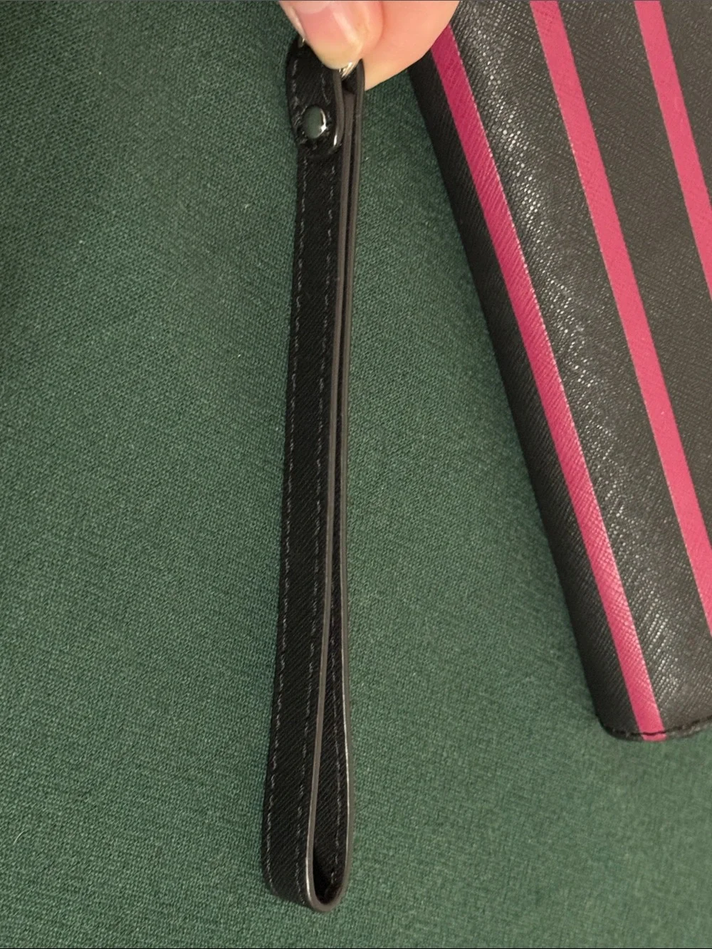 Michael Kors Navy and Pink Striped Zip Wallet Wristlet - Picture 4 of 12